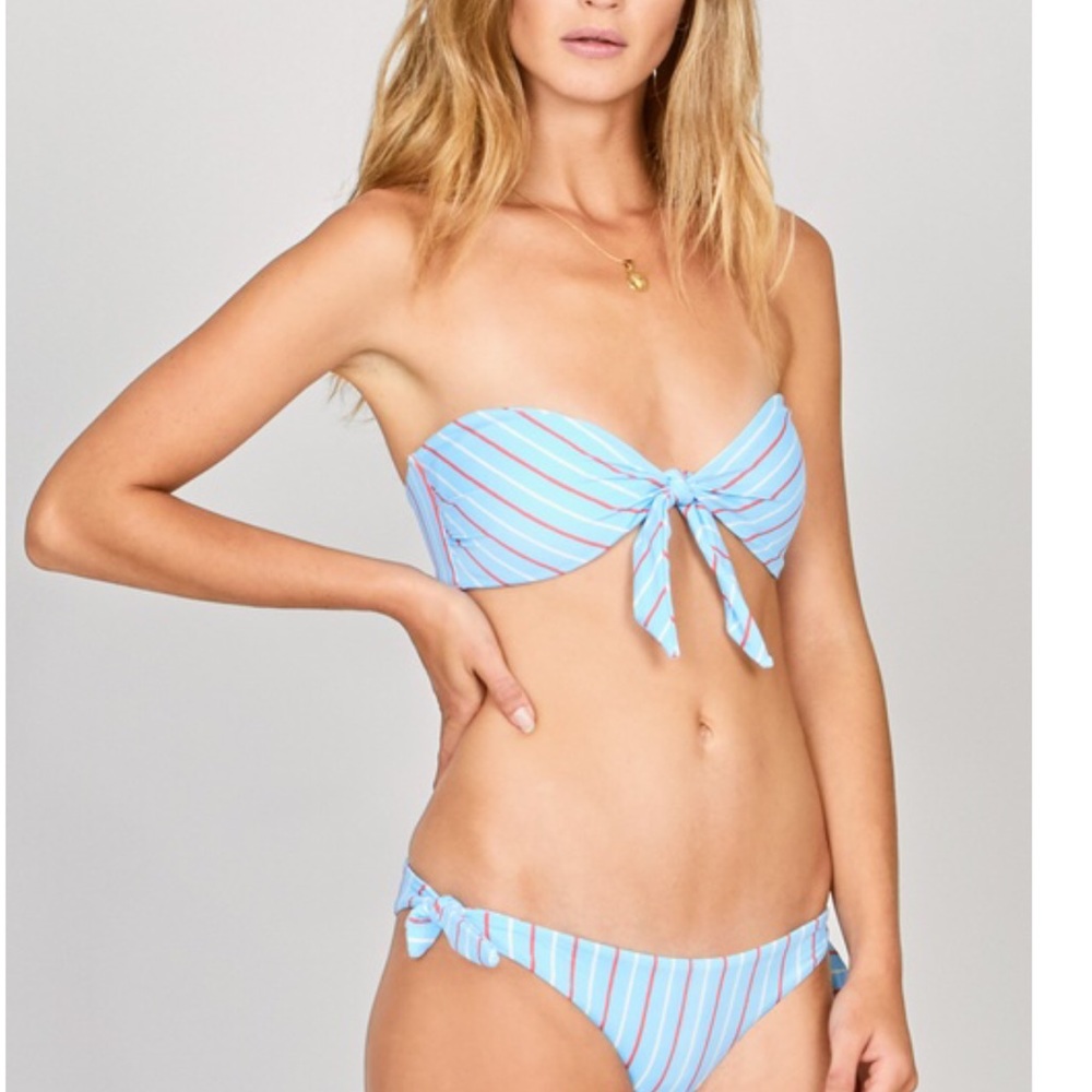 Amuse Society Domani Stripe bandeau bikini top NWT